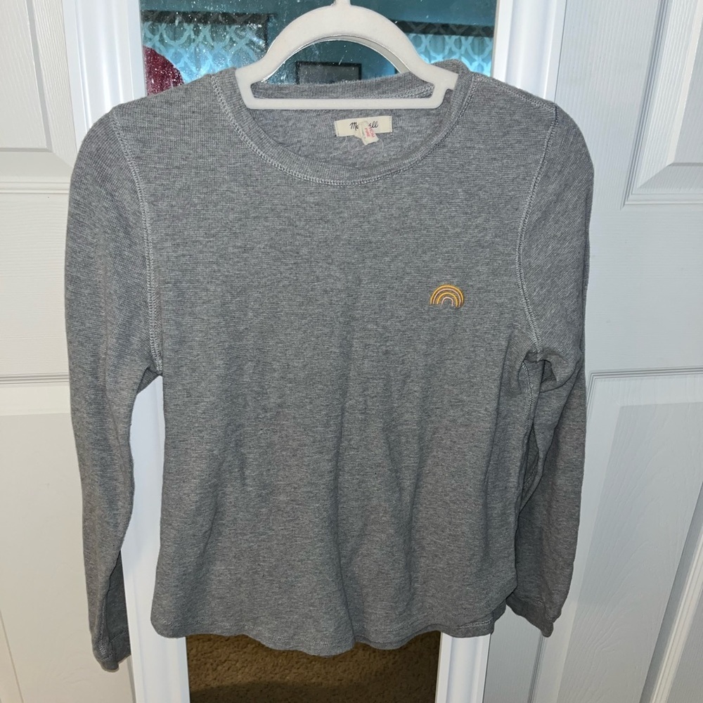 Madewell gray long sleeve rainbow tee shirt size large - Picture 1 of 5